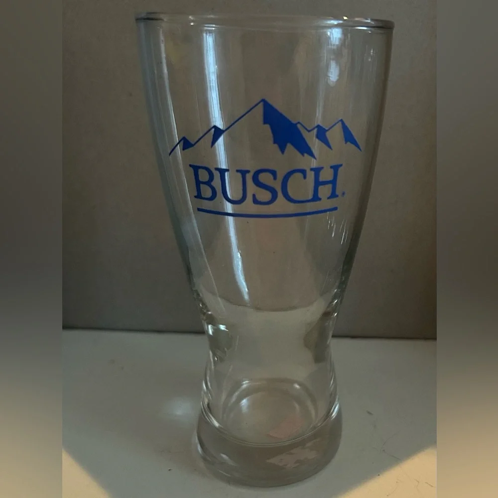 Busch Beer Blue Mountain Pilsner Glass Vintage 80s 10oz